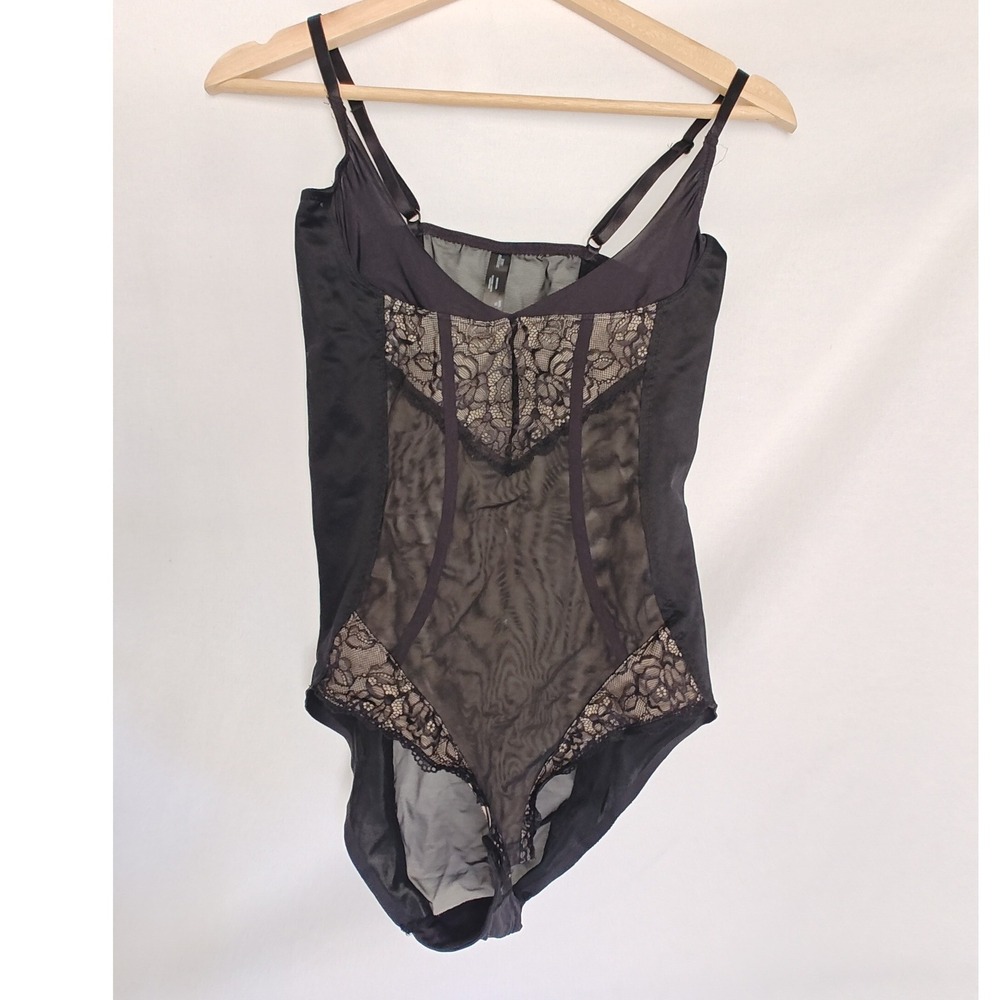 Secret Possessions Bodysuit Shapewear Black Sheer Light Compression 10 WYOB